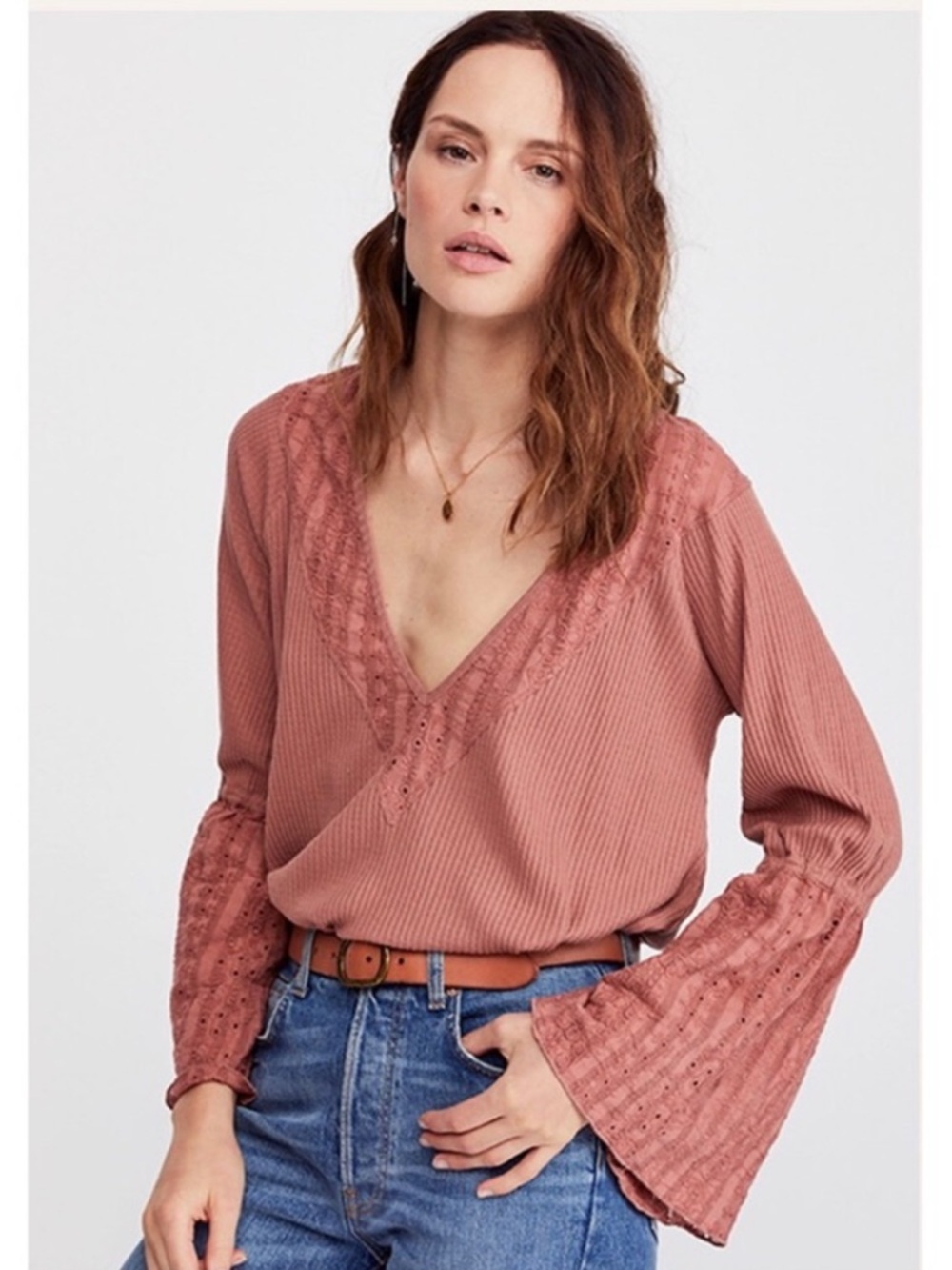 Free People Parisian Nights Top Blush Pink Size Small